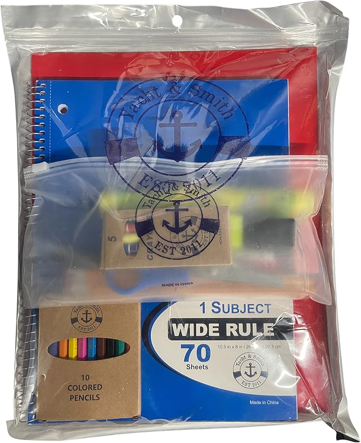34 Piece School Supplies Kit for School Children – Wholesale Back to School Kids Essential Bundle Supply Pack for Girls & Boys
