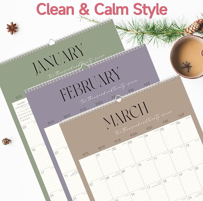 GuassLee Large Wall Calendar 2026-2027,22"x 15" Vertical Jumbo Desktop/Wall Calendar from Jun. 2026 to Dec. 2027,19-Month Hanging Planner with Julian Date for Office Home Organizing