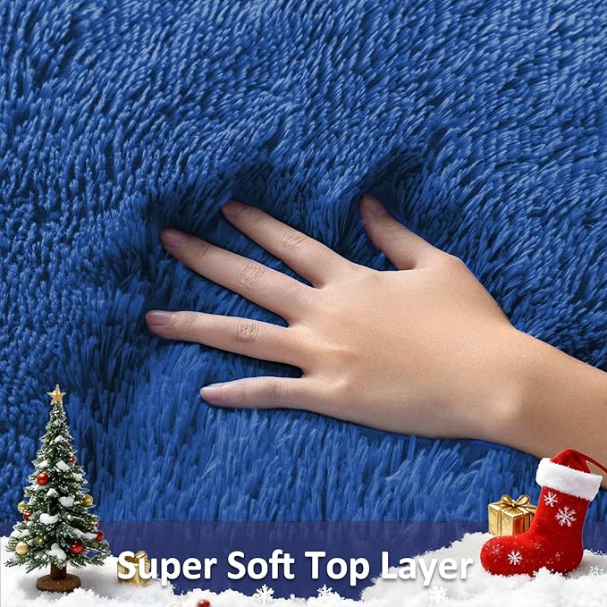 Ophanie Blue Rug, Boys 3x5 Rugs for Bedroom Royal Dark Blue Carpet Nursery Aesthetic, Kids Playroom Navy Area Rugs for Girls Teen Home Decor with Over 99 pcs Pile fibers