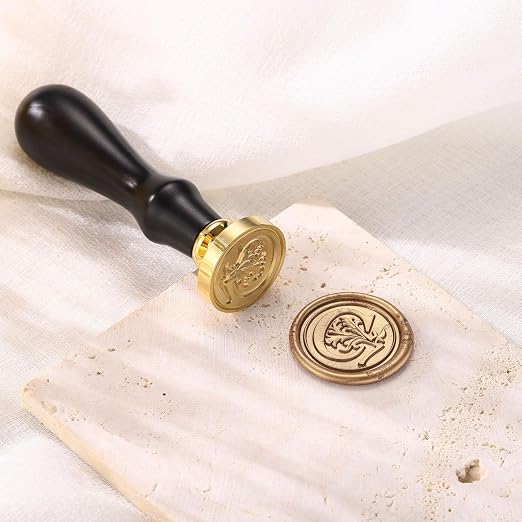 Yoption Traditional Initial Alphabet Wax Seal Stamp with 120 Antique Gold Wax Seal Beads Kit for Wedding Engagement Party Invitation Envelope Christmas Gift Wrap - Letter C