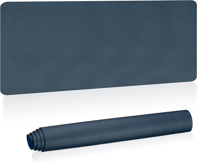 Patikil Desk Mat, 48"x17" Non-Slip Waterproof PU Leather Desk Pad for Office, Home, Work & Study; Dual Sided - Dark Blue