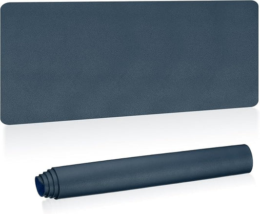 Patikil Desk Mat, 48"x17" Non-Slip Waterproof PU Leather Desk Pad for Office, Home, Work & Study; Dual Sided - Dark Blue