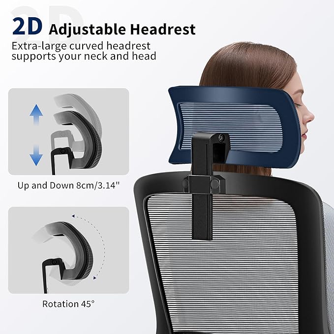 400 Lbs Mesh Ergonomic Office Chair, High Back with Lumbar & Headrest for Home Office