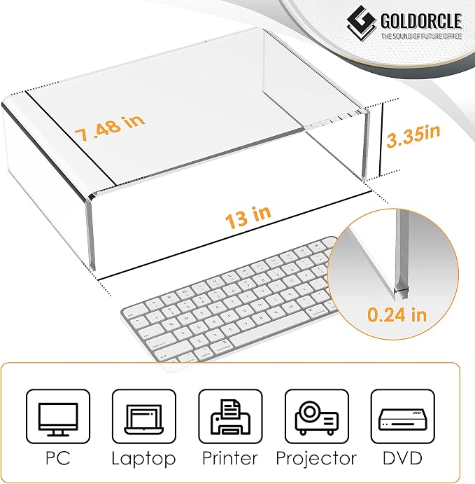 2 Pack Acrylic Monitor Stand Riser Clear Computer Monitor Stand | Acrylic Monitor Stand Riser Clear Computer Monitor Stand
