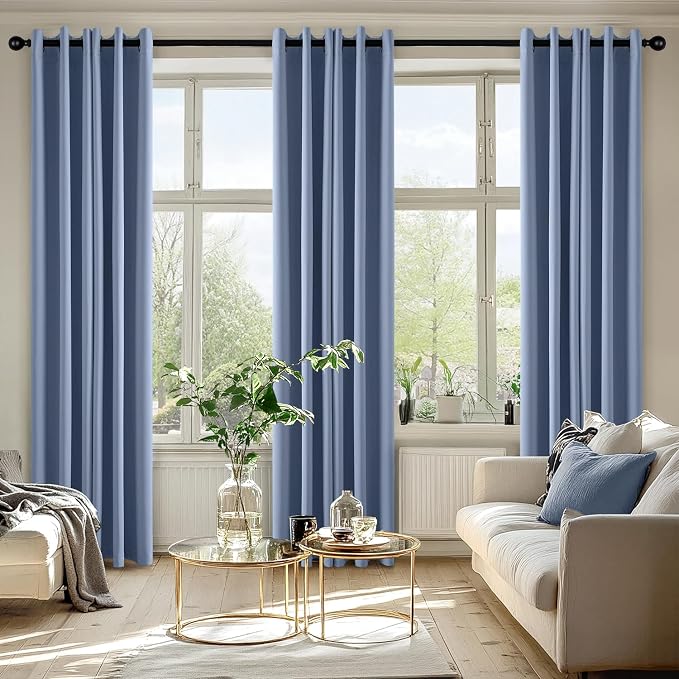 MIULEE Blackout Curtains for Bedroom Living Room 2 Panels, Thermal Insulated Room Darkening Drapes Grommet Noise Reducing Light Blocking Window Treatments 72 Inches Long 40x72 Inch Denim Blue