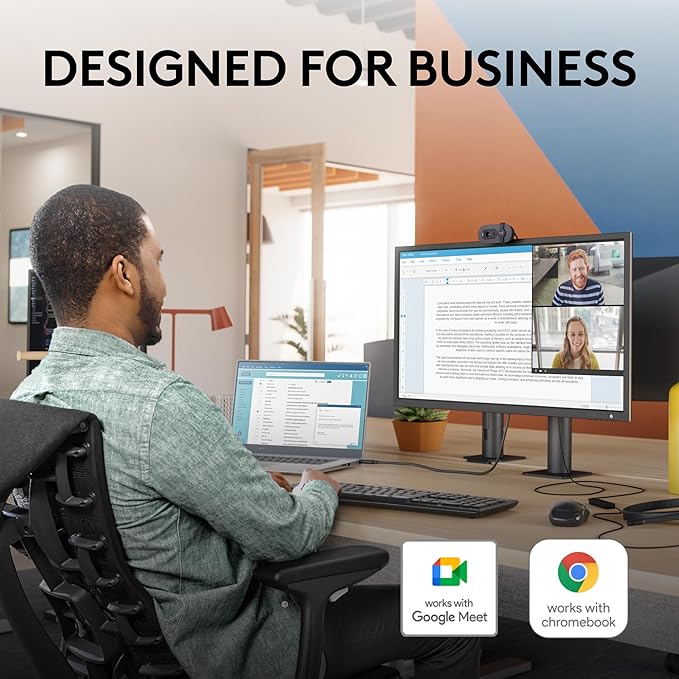 Logitech Brio 105 Full HD 1080p Business Webcam with Auto-Light Balance, USB-A, Privacy Shutter, Easy Set-Up, Compatible with Windows, macOS, ChromeOS (Renewed)