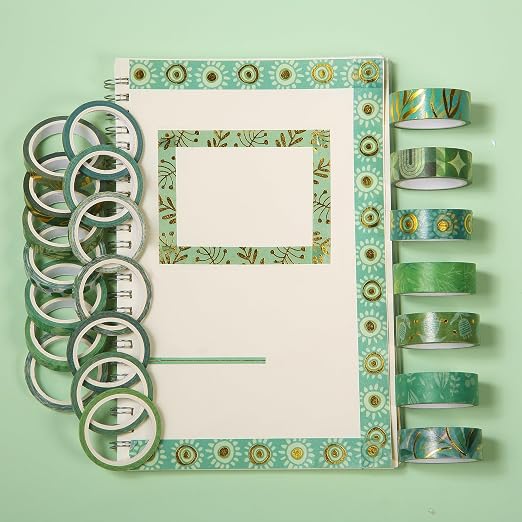 Mr. Pen- Washi Tape Set, 21 Rolls, Assorted Sizes, 5.5 Yards/Roll | Washi Tape for Scrapbook, Arts, Crafts, Journals and Planners, Greenery Summer Design