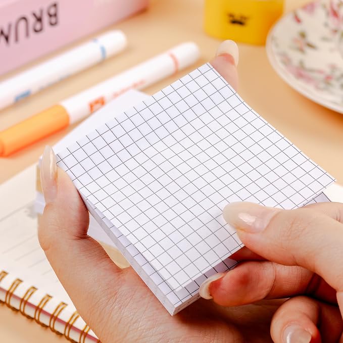 Mr. Pen- Lined Sticky Notes Set, 3”x3”, 8 Pads, 60 Sheets/Pad, Kraft Lined | Blank & Graph Sticky Notes Set, Lined Memo Pads, Self-Stick Note Pad for Office, School, Home, Study & Organization