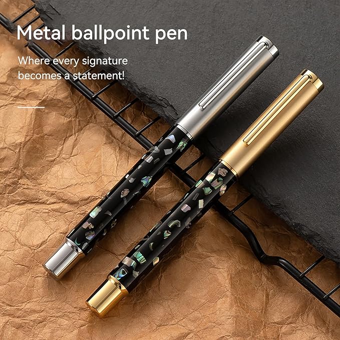 Borges Luxury Pen Set Finish, Schmidt Ink Refill, Best Roller Ball Gift for Men & Women, Executive Office & Professional Writing - Nice Pens (24K)