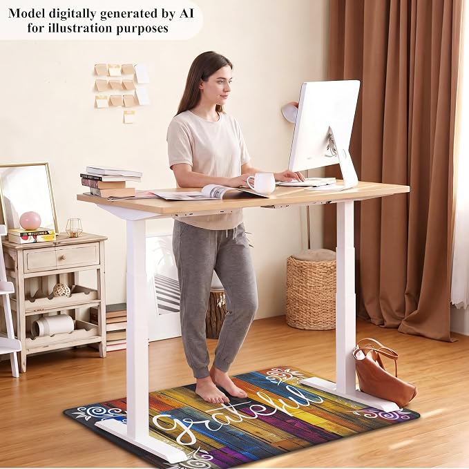 HEBE Anti Fatigue Kitchen Rugs Set of 2, Non Slip Cushioned Kitchen Mats for Floor, Waterproof Farmhouse Kitchen Carpet Set Comfort Standing Desk Mat for Sink,Office,Laundry