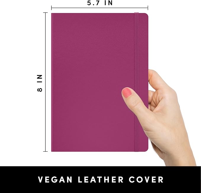 PAPERAGE Lined Journal Notebook, Hardcover Journal for Women & Men, 160 Pages, (5.6 in x 8 in), College Ruled Journaling Notebook for Work, School Supplies & Note Taking, (Raspberry)