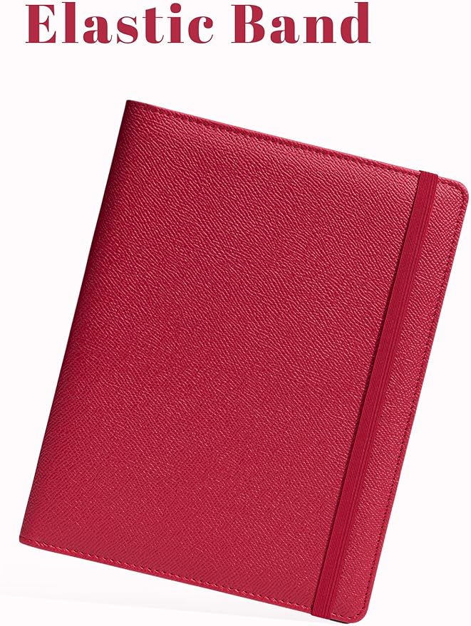 Mymazn Junior Padfolio Portfolio Folder, Small A5 Clipboard with Cover for 5'' x 8'' Writing Pad Notepad Holder for Business Office Men Women (Red)