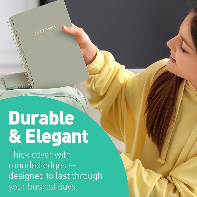 Sweetzer & Orange Daily Planner Notebook – Undated Two-Page Daily Layout with Hourly Schedule, To-Do List, Priorities, and Notes – 6.5" x 9.5" Spiral Bound Productivity Organizer – 160 Pages