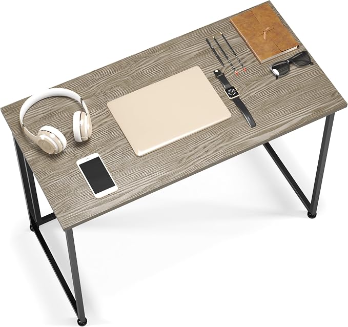40" W Folding Desk for Small Spaces, Folding Table or Portable Computer Desk, Space-Saving Workstation for Home Office, Bedroom, Dorm and Study, No Assembly Required, Grey