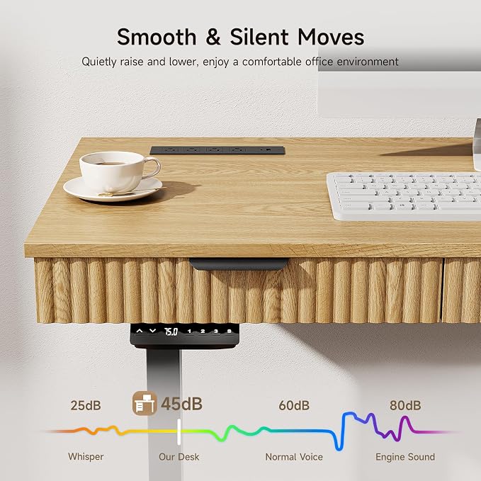 55" Electric Standing Desk with File Cabinet, Height Adjustable Desk,Oak | Standing Desk with Drawers, Roilling Filing Cabinet, File Cabinet with Drawers, Adjustable Desk for Home Office, Work, Study