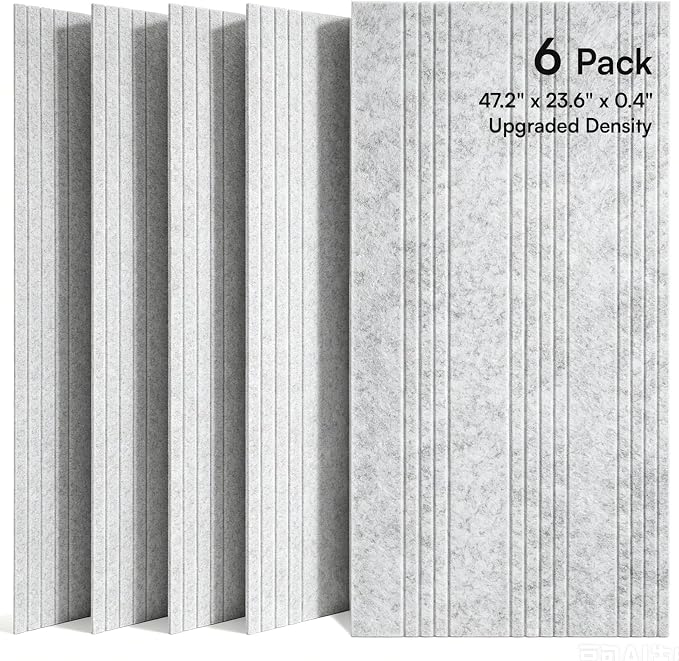 SODOCT 6 Pack Large Acoustic Panels, 47.2" X 23.6" X 0.4" Sound Proof Panels for Walls, Decorative Wall Panels for Home Studio & Office, Gray