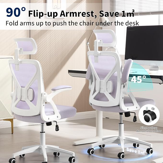 400 Lbs Mesh Ergonomic Office Chair, High Back with Lumbar & Headrest for Home Office