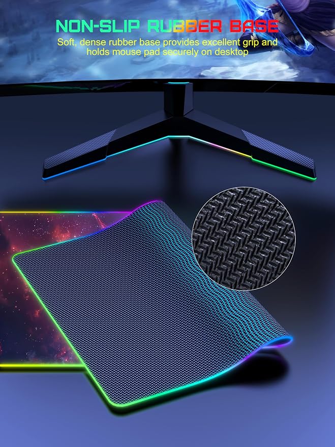 TopMade Wireless Charging Mouse Pad, RGB Gaming Mousepad Home Office Desk Pad, 31.5” x 15.8” Large Desk Mat, Waterproof Keyboard Pad, Red Nebula (Includes 20W PD Power Adapter & 6.56ft Woven Cable)