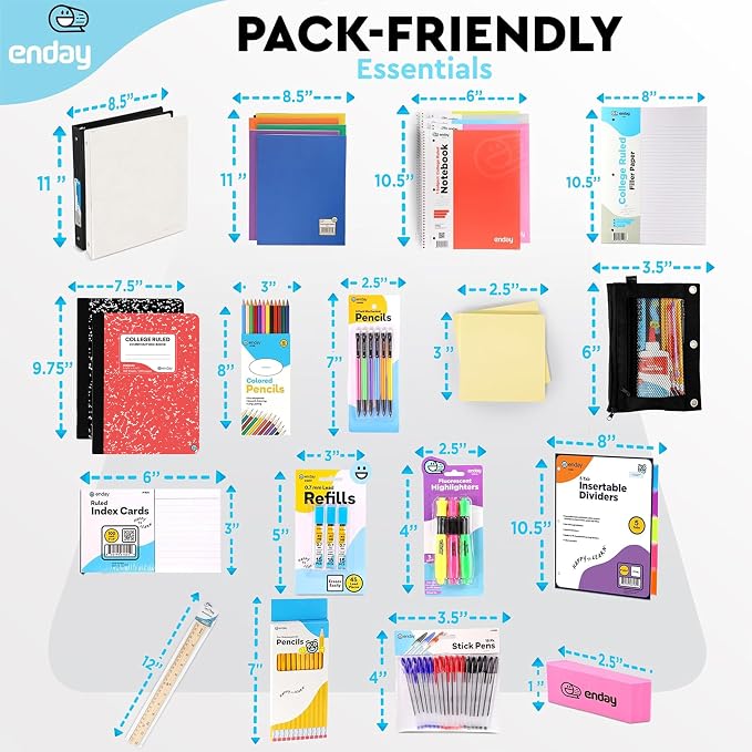 Enday Back to School Supplies High School and College, Premium Quality Kids Supplies Kit For Girls and Boys, 78 Pieces