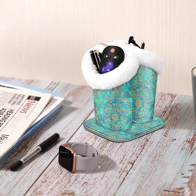 FINTIE Plush Lined Double Eyeglasses Holder with Magnetic Base for Desk | Soft Plush Lining, Glasses Stand Case For Nightstand / Bedside, Office Desktop Organizer, Small Item Storage