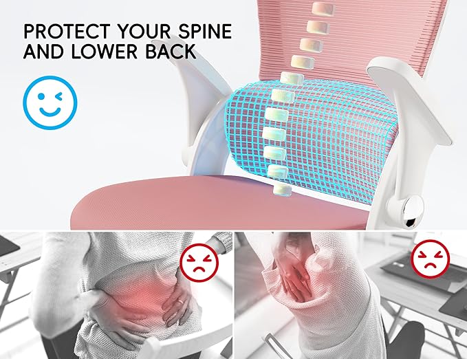 TRALT Office Chair - Ergonomic Office Chair with Back Support, Home Office Desk Chairs, 330lbs Wide Seat Big and Tall Office Chairs with Headrest, Comfy Desk Chairs (Pink)