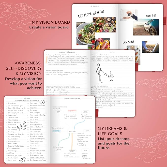 Legend Undated Weekly Planner – Goal Planner Journal & Organizer Notebook – Agenda Book with Monthly Calendar & To-Do List, A5 (Wine Red, Gold)
