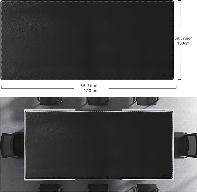 CENNBIE MAX220 86.6" x 39.4" Leather Desk Mat Protector, Extra Large Leather Desk Pad for Full Desk - XXL Super Large Mouse Pad (Black)