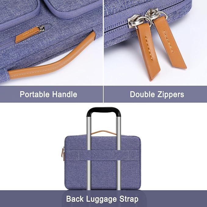 MOSISO 360 Protective Laptop Case 13.3 inch, 13-13.3 inch Laptop Sleeve Compatible with MacBook Air/Pro 13 / Pro 14,HP Dell Acer ASUS,Side Open Carrying Case with 4 Zipper Pockets&Handle,Purple Orchid