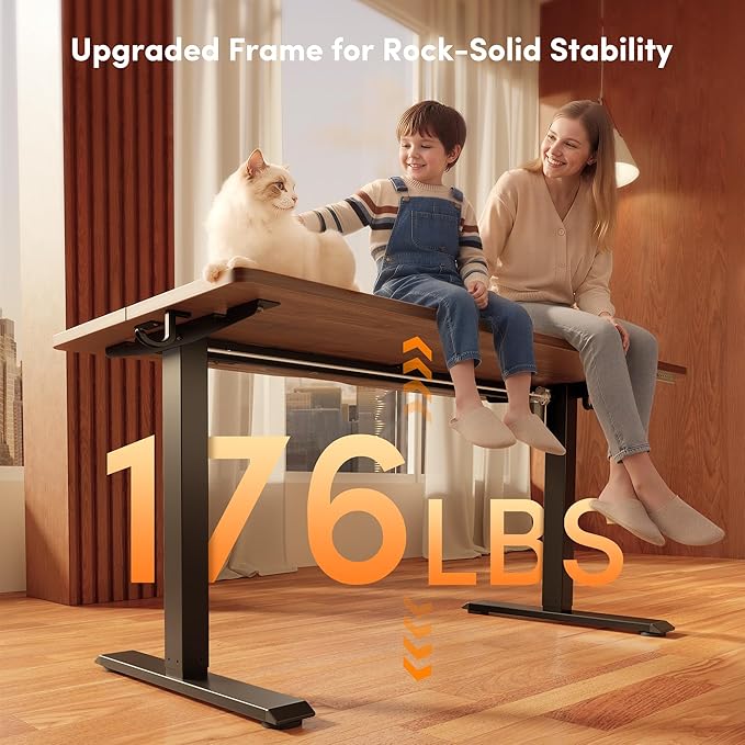 FEZIBO 55 x 24 Inchs Electric Standing Desk, Height Adjustable, Sit Stand Up, Computer Office Desk with Splice Board, Black Frame/Black Walnut Top
