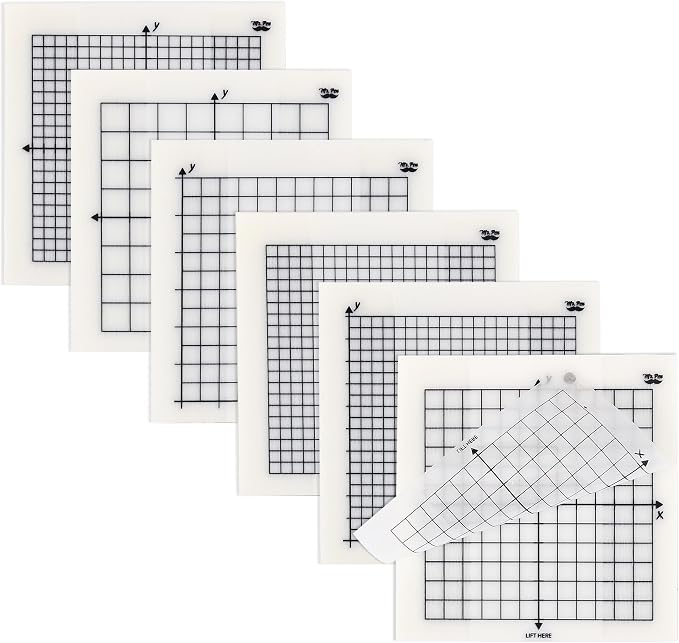 Mr. Pen- Transparent Graph Sticky Notes, 3x3 Inch, 6 Pads, 50 Sheets/Pad | 6 Grid Designs, Square Graph Paper Notes & Fineliner, Waterproof Grid Sticky Note Pads for Math, Study, Journals, Planners