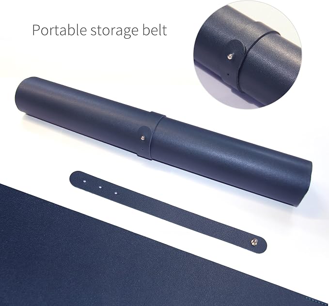 RENMTURE Dual-Sided Mouse Pad, Natural Cork & PU Leather Large Desk Pad for Office and Home Work, Desk Protector Non-Slip, Waterproof, Easy Clean (Dark Blue, 23.6" x 13.7")