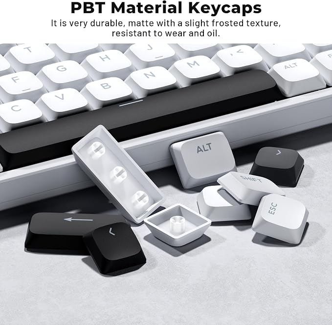 XVX Low Profile White Keycaps, Shine Through Keycap Set, Double Shot PBT Key caps, Bow Keyboard Keycaps Compatibility for 60% 75% 80% 85% 100% MX Switches Mechanical Keyboard
