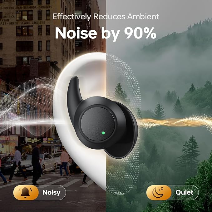MUSICOZY Bluetooth 5.3 Sleep Earbuds, Wireless Sleep Headphones, Light-Weight Ear Buds for Sleeping, Silicone Ear Plugs for Snoring Blocking, Music Sleep Earplugs for Sleep Work Focus Travel