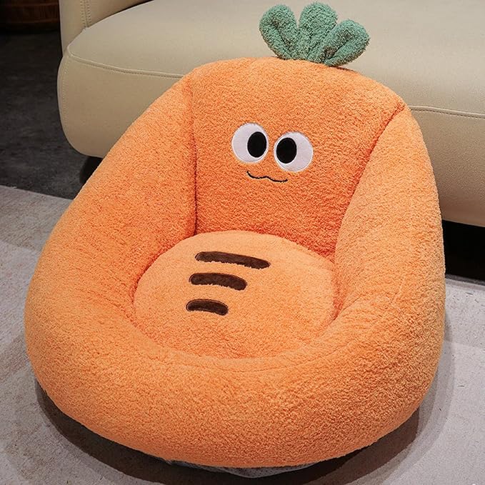 Fruit Shaped U-Wrap Plush Seat Cushion, Detachable Lumbar Support Floor Pillow, Non-Slip Thick Lazy Sofa Chair Pad for Home Office，Orange：17.7 * 15.7in