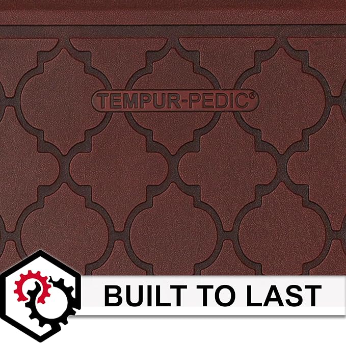 Tempur-Pedic Ultra Comfort Anti-Fatigue Lattice Merlot 1' 8" x 3' 6" Kitchen Floor Mat Cushioned Ergonomic Standing Desk Mat Waterproof Non-Skid Foam