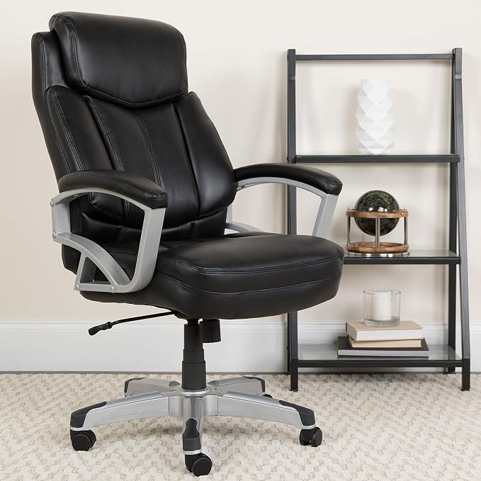 Flash Furniture HERCULES Series Big & Tall 500 lb. Rated Black LeatherSoft Executive Swivel Ergonomic Office Chair with Arms