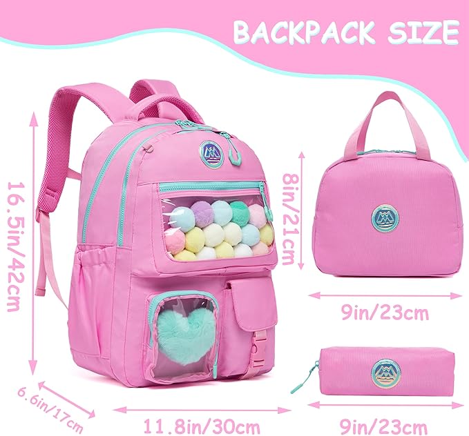 Cute Backpack for Girls Aesthetic Backpack School Backpack for Girls Backpack with Lunch Box Back to School Supplies