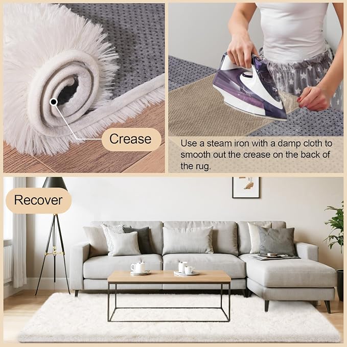 Mugorn Small Soft Shag Rugs for Bedroom, 3x5 Fluffy Area Rugs for Living Room