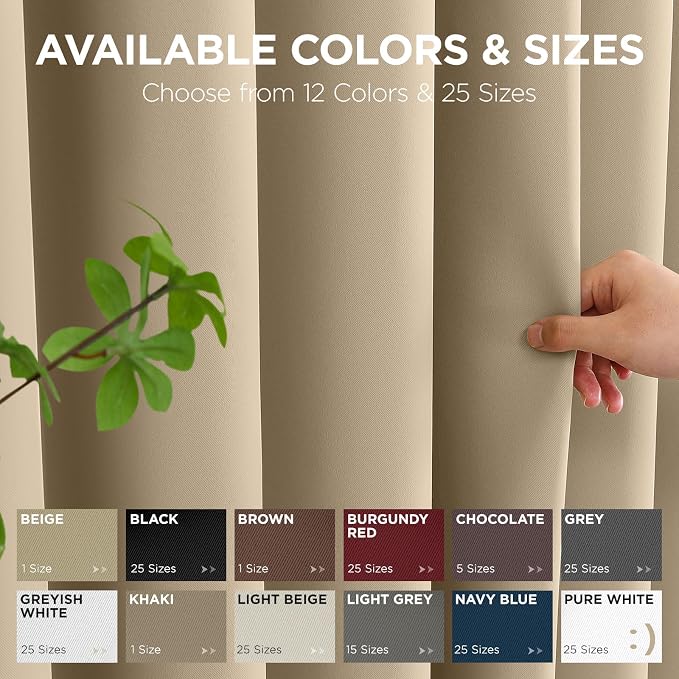 Joydeco Blackout Patio Sliding Door Curtains 96 Inches Long, Grommet Privacy Room Divider Curtains, Extra Wide Thermal Blackout Drapes for Bedroom Living Room (Light Beige, 100Wx96L, 1 Panel)