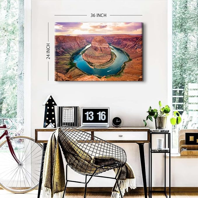 Sunset Grand Canyon River Canvas Wall Art Colorado National Park Arizona Landscape Wall Decor Bedroom Nature Scenery Poster Prints Artwork Living Room Hallway Modern Home Decoration 24x36"