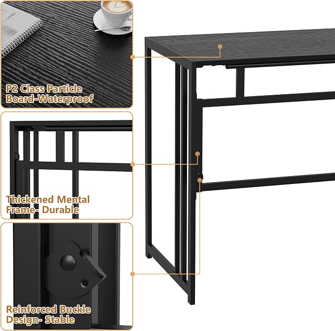 Elephance 40" Folding Computer Desk No Assembly Needed Foldable Small Home Office Desk Study Writing Desk Gaming Table for Small Space