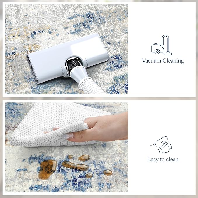 LEEVAN Anti Fatigue Kitchen Mats for Floor, Non-Slip Cushioned Kitchen Rugs | 20"x31", Modern Abstract Blue Thick Memory Foam Kitchen Rugs, Waterproof Ergonomic Standing Mats for Laundry, Office & Sink