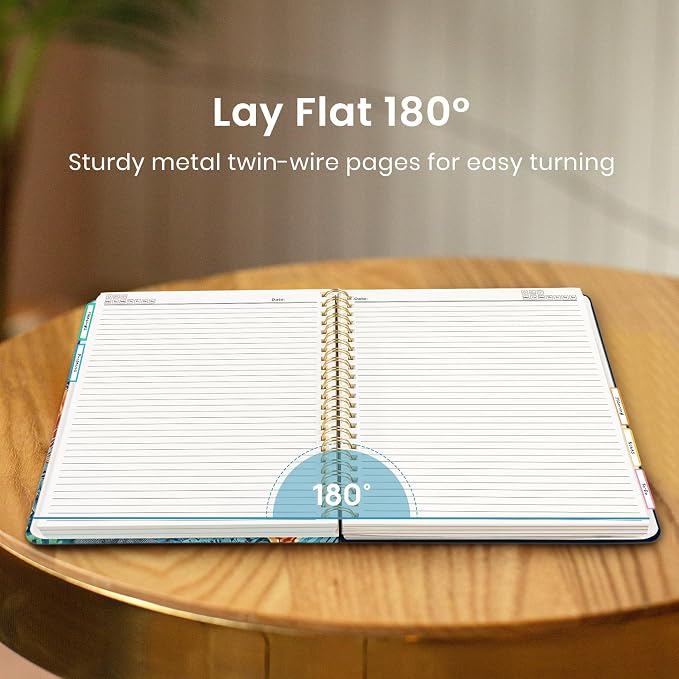 Large Spiral Lined Notebooks for Work with Removable Dividers & Tabs, 8.5"x11" Pretty Hardcover 5 Subject Notebook Journal for Women, College Ruled, Perfect for Study & Office Organization, 280 Pages, Deep Bearings