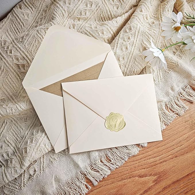Stationery Set,Premium Velvet-Touch envelopes 4x6 Envelopes 14 PCS with 28 PCS Stationery Paper,Unique Design Colors for Love Letter, Party Invitations (Ivory White)