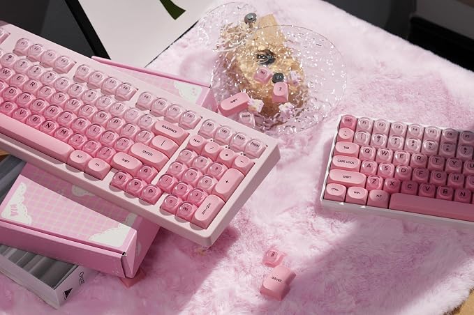 ZORNHER ZH980 Foundation Mechanical Keyboard,95% Pink Creamy Keyboard with Number Pad,Cute Jelly MOA Profile Keycaps,Loud Keyboard Clicky Blue Switches,Hot-Swappable