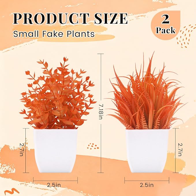 Der Rose 2 Pack Fake Plants Maple Red Artificial Potted Plants for Fall Decor