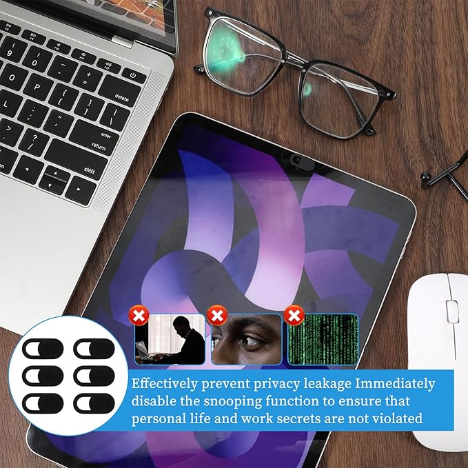 100 Pcs Webcam Cover Slide, 0.023 Inch Black Ultra-Thin Universal Laptop Camera Cover Slide for Laptop, Computer, Phone Protect Your Privacy and Security