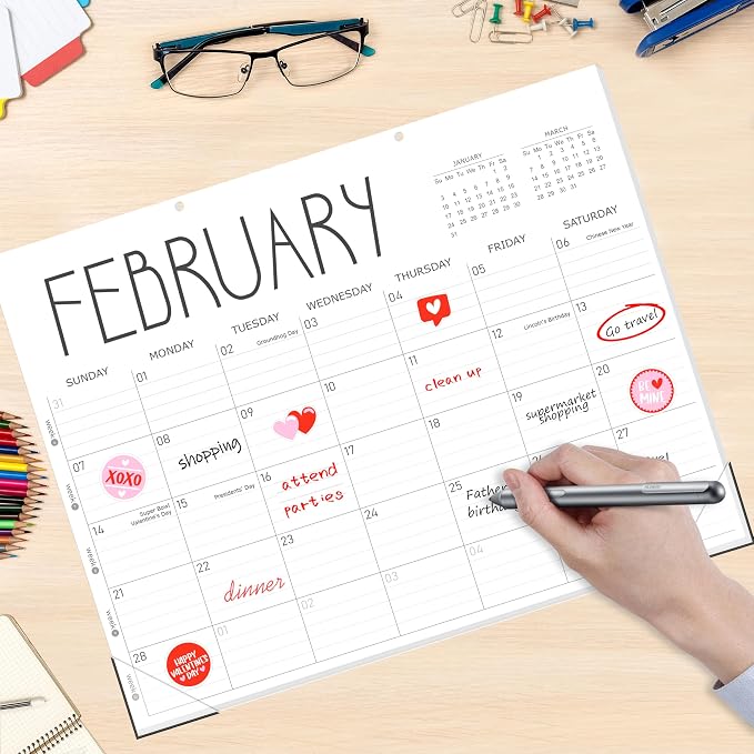 GuassLee Horizontal Desk Calendar -Months Planner from Jun to Dec Simple Glue Desk Calendar with To-Do List Premium Paper Binding for Family Business Appointment Planning 2024-2025