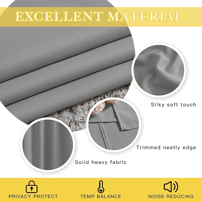 NICETOWN Extra Wide Sliding Door Curtains, Thermal Insulated Blackout Patio Curtain for Sliding Glass/French Door (Silver Grey, W80 x L84)