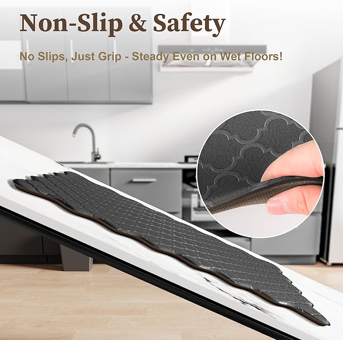 Arenarug Upgrade Scalloped Embossed Kitchen Mats for Floor 2PCS Cushioned Anti Fatigue Waterproof Foam Kitchen Rugs Non Slip Washable Comfort Standing Mat for Sink Laundry, 24"x39"+24"x59", Black